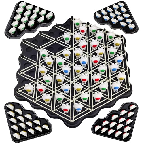 Brettspiel ab 3, Dreiecksschachbrett-Strategie-Brettspiel, Lustiges Gummiband Spiel, Klassische Desktop-Brettspiele, Lernspielzeug Partyzubehör, Logik Spiele für 2-4, Geschenke für Kinder [Schwarz] von VingaHouse