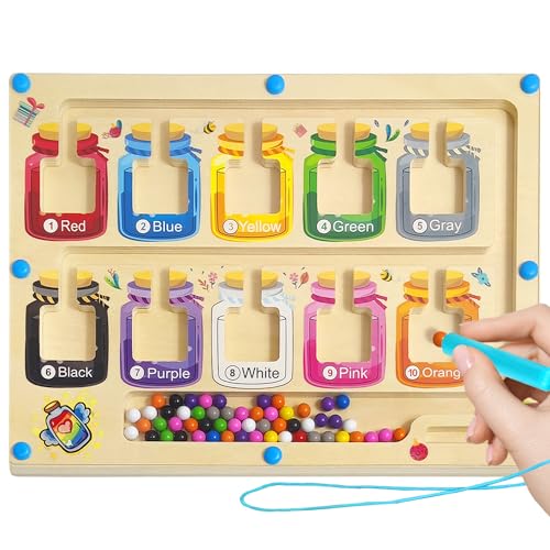 Montessori Spielzeug ab 3 4 5 Jahren, Magnetisches Labyrinth Lernspiel, Holzspielzeug zur Förderung von Zahlen und Farbenkenntnis, Motorikspielzeug und Sortierspiel, Geschenk für Mädchen und Jungen Montessori Spielzeug ab 3 4 5 Jahren, Magnetisches Labyrinth Lernspiel, Holzspielzeug zur Förderung von Zahlen und Farbenkenntnis, Motorikspielzeug und Sortierspiel, Geschenk für Mädchen und Jungen von VingaHouse