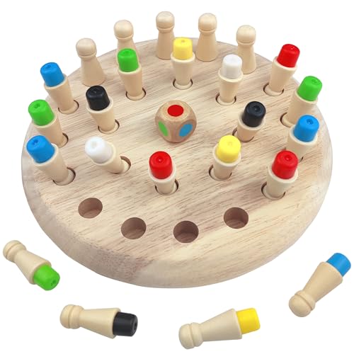 VingaHouse Jungen Match Geschenke Schach Memory Schach Holz Montessori Spielzeug 4 5 6 Jahre Gedächtnis Schach Lernspielzeug Memory Spiel mit Aufbewahrungsbeutel Anzüge Kinder & Erwachsene(Small) von VingaHouse