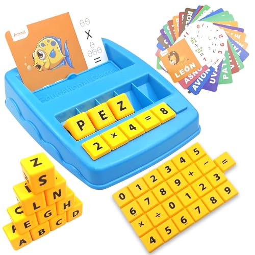 Spanisch Rechtschreibspiel, Montessori Spielzeug ab 3 4 5 Jahre Espanol Lernen Spiele Kinderspielzeug mit 64 Flash-Karten Lernspielzeug für das Sprachenlernen im Vorschulalter Geschenk Einschulung von VingaHouse