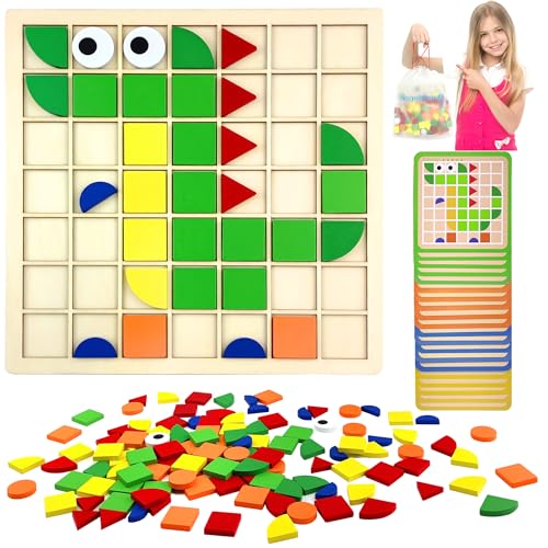 VingaHouse 120PCS Mosaik Holzpuzzle, Form Holz Kinder Tangram Mosaik-Puzzle Montessori Spielzeug ab 3 4 5 6 Jahre Hölzerne Muster Blöcke Set Feinmotorik Lernspielzeug Geschenk für Mädchen und Jungen VingaHouse 120PCS Mosaik Holzpuzzle, Form Holz Kinder Tangram Mosaik-Puzzle Montessori Spielzeug ab 3 4 5 6 Jahre Hölzerne Muster Blöcke Set Feinmotorik Lernspielzeug Geschenk für Mädchen und Jungen von VingaHouse