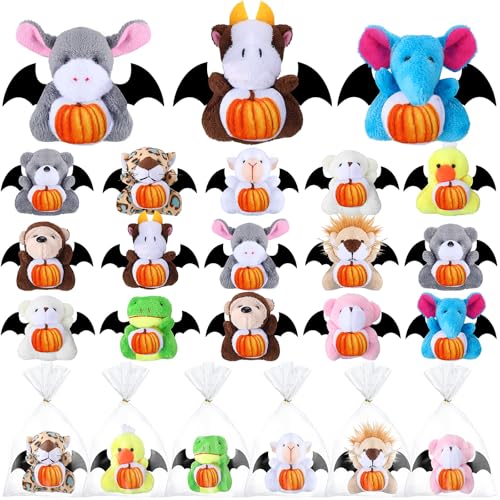 Vinsot Mini-Halloween-Stofftier-Set, kleine Halloween-Stofftiere, Großpackung, Halloween, Plüschtiere, Schlüsselanhänger, Dekoration für Halloween, Partygeschenke, Baumschmuck, Geschenktüten, 7,6 cm von Vinsot