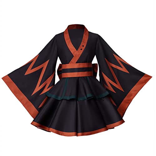 VintageCos Anime Hero Kimono Kleid Outfit Midoriya Izuku Kostüm Katsuki Cosplay Froppy Kostüm für Frauen, Schwarz, S VintageCos Anime Hero Kimono Kleid Outfit Midoriya Izuku Kostüm Katsuki Cosplay Froppy Kostüm für Frauen, Schwarz, S von VintageCos