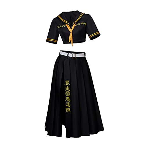 VintageCos Anime Tokyo Cosplay Revengers Kostüm JK Anzug Student Uniform Schwarz Rock Halloween Outfit für Damen von VintageCos