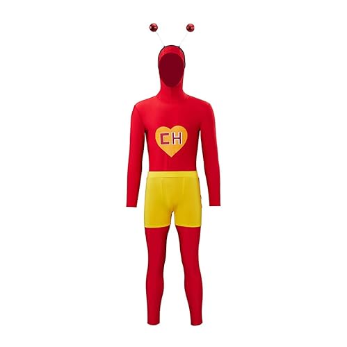 VintageCos El Chapulin Cosplay Colorado Kostüm Herren Roter Overall CH Herz Gedruckt Halloween Outfits (S) von VintageCos