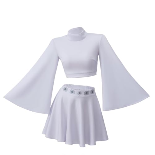 VintageCos Prinzessin Leia Cosplay-Kostüm, weißer Anzug, bauchfreies Oberteil, Rock, Outfits, Halloweenanzug für Damen, Größe L VintageCos Prinzessin Leia Cosplay-Kostüm, weißer Anzug, bauchfreies Oberteil, Rock, Outfits, Halloweenanzug für Damen, Größe L von VintageCos