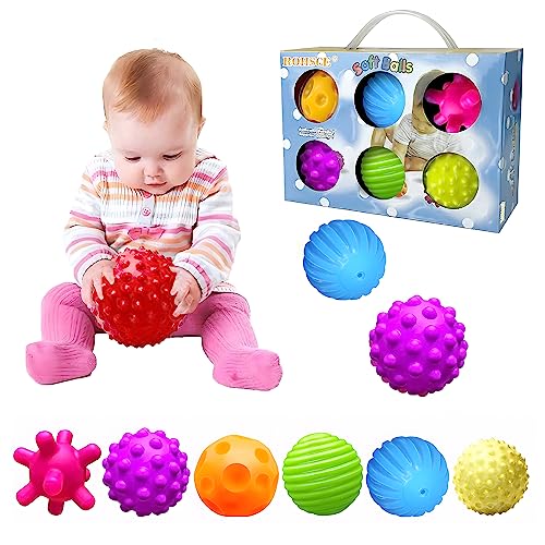 VintageⅢ Baby Sensorik Spielzeug, Infant Sensory - Squeeze Ball Texture Multi Massage Soft Bälle Set,6pcs by von VintageⅢ