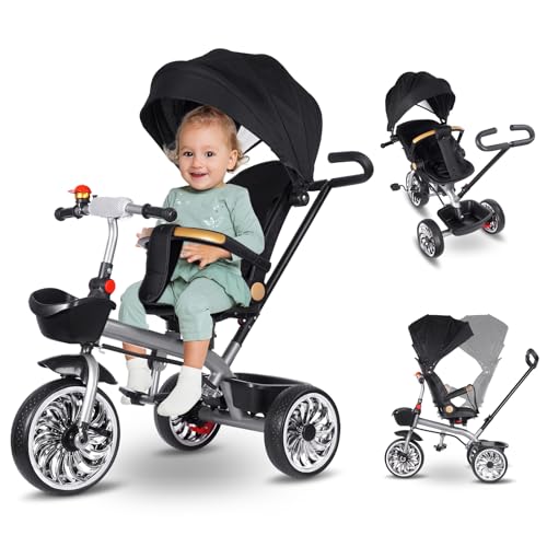 Vinteky Dreirad 6in1 Kinderdreirad mit Schubstange Lenksystem, drehbarer Komfortsitz, Kinder Dreirad mit Elterngriff, Sonnendach, Gummiräder, Jogger vorwärts und Rückwärtsfahrt, Buggy Fahrrad Vinteky Dreirad 6in1 Kinderdreirad mit Schubstange Lenksystem, drehbarer Komfortsitz, Kinder Dreirad mit Elterngriff, Sonnendach, Gummiräder, Jogger vorwärts und Rückwärtsfahrt, Buggy Fahrrad von Vinteky