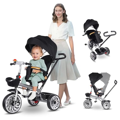 Vinteky Kinderdreirad 6in1, Dreirad mit Lenkstange, drehbarer Komfortsitz, Kinder Dreirad mit Elterngriff, Sonnendach, Gummiräder, Jogger vorwärts und Rückwärtsfahrt, Kinderwagen Buggy Fahrrad Vinteky Kinderdreirad 6in1, Dreirad mit Lenkstange, drehbarer Komfortsitz, Kinder Dreirad mit Elterngriff, Sonnendach, Gummiräder, Jogger vorwärts und Rückwärtsfahrt, Kinderwagen Buggy Fahrrad von Vinteky