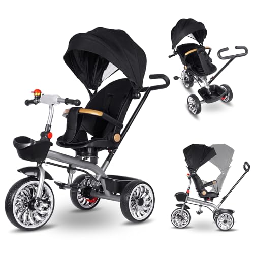 Vinteky Kinderdreirad 6in1, Dreirad mit Schubstange Lenksystem, drehbarer Komfortsitz, Kinder Dreirad mit Elterngriff, Sonnendach, Gummiräder, Jogger vorwärts und Rückwärtsfahrt, Buggy Fahrrad Vinteky Kinderdreirad 6in1, Dreirad mit Schubstange Lenksystem, drehbarer Komfortsitz, Kinder Dreirad mit Elterngriff, Sonnendach, Gummiräder, Jogger vorwärts und Rückwärtsfahrt, Buggy Fahrrad von Vinteky