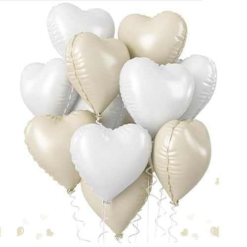 10 Stück 18 Zoll Creme und weißes Herz Folienballons, weiße Creme Herz Folienballons Creme Valentinstag Party Dekoration Ballons Geburtstag Hochzeit Engagement Valentinstag 10 Stück 18 Zoll Creme und weißes Herz Folienballons, weiße Creme Herz Folienballons Creme Valentinstag Party Dekoration Ballons Geburtstag Hochzeit Engagement Valentinstag von Viojrlly