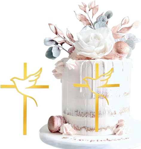 2 Stück Kuchendeko Kreuz Cake Topper Taube Gold Acryl Torte Deko, Religiöse Kuchendekoration mit Kreuzen und Tauben für Konfirmation, Schillernder Spiegeleffekt für Hochzeit,Geburtstag, Weihnachten 2 Stück Kuchendeko Kreuz Cake Topper Taube Gold Acryl Torte Deko, Religiöse Kuchendekoration mit Kreuzen und Tauben für Konfirmation, Schillernder Spiegeleffekt für Hochzeit,Geburtstag, Weihnachten von Viojrlly