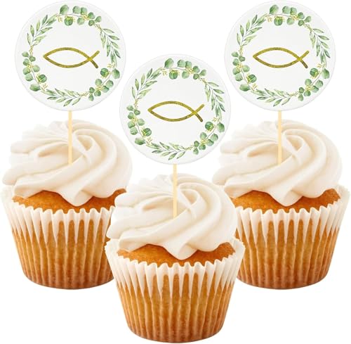 24 Taufe Cupcake Dekorationen, Fisch Kommunion Torte Dekorationen Taufe Cupcake Dekorationen Kommunion Torte Dekorationen für Kuchen Fondant Dessert Dekorationen 24 Taufe Cupcake Dekorationen, Fisch Kommunion Torte Dekorationen Taufe Cupcake Dekorationen Kommunion Torte Dekorationen für Kuchen Fondant Dessert Dekorationen von Viojrlly