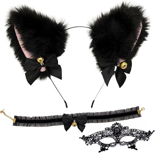 Viojrlly 3 Stück Katzenohren Stirnband, Fuchsohren Stirnband Haarband, Anime Katze, Niedlicher Haarschmuck, Plüsch Stirnband für Kinder und Damen, Halloween Katzenohren Schwarz Viojrlly 3 Stück Katzenohren Stirnband, Fuchsohren Stirnband Haarband, Anime Katze, Niedlicher Haarschmuck, Plüsch Stirnband für Kinder und Damen, Halloween Katzenohren Schwarz von Viojrlly