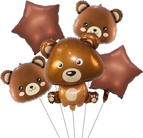 5 Stück Bär Folienballons, niedliche Folie Bär Kopf Ballons, Bär Form Ballons, Bär braun Helium Ballons, geeignet für Baby-Dusche Dekoration, Wald Tier Thema Geburtstag Dekoration 5 Stück Bär Folienballons, niedliche Folie Bär Kopf Ballons, Bär Form Ballons, Bär braun Helium Ballons, geeignet für Baby-Dusche Dekoration, Wald Tier Thema Geburtstag Dekoration von Viojrlly