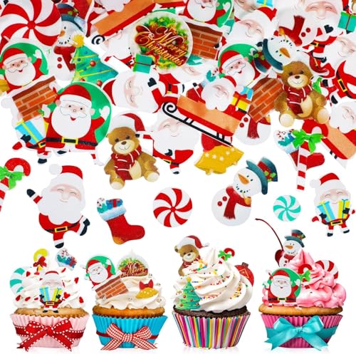 60 Stück Weihnachtskuchen Dekorationen, Cupcake Dekorationen, Weihnachtszubehör, Waffel Standing Discs, Weihnachtsmotiv Party, Krippe Weihnachtsmann Schneemann 60 Stück Weihnachtskuchen Dekorationen, Cupcake Dekorationen, Weihnachtszubehör, Waffel Standing Discs, Weihnachtsmotiv Party, Krippe Weihnachtsmann Schneemann von Viojrlly
