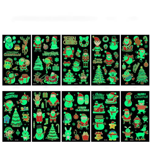 Kinder-Weihnachts-Tattoos, 10 Blätter Glow Tattoos für Kinder, Weihnachtsaufkleber, Weihnachtsdekoration Werbegeschenke, Kindergeburtstag Kinder Party Zubehör Kinder-Weihnachts-Tattoos, 10 Blätter Glow Tattoos für Kinder, Weihnachtsaufkleber, Weihnachtsdekoration Werbegeschenke, Kindergeburtstag Kinder Party Zubehör von Viojrlly