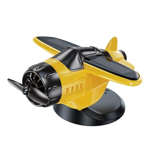 Violiica Auto-Innen-Armaturenbrett-Dekoration, solarbetriebenes Flugzeugmodell mit drehbarem Propeller und Lichtsensor-Funktion (gelb) von Violiica