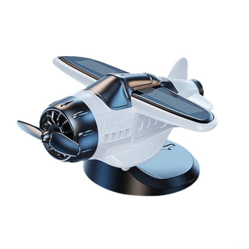 Violiica Auto-Innen-Armaturenbrett-Dekoration, solarbetriebenes Flugzeugmodell mit drehbarem Propeller und Lichtsensor-Funktion (weiß) von Violiica