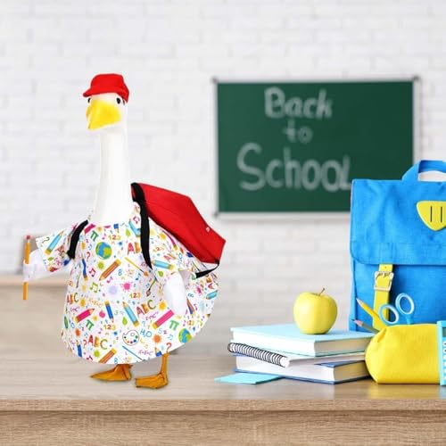 Violiica Back to School Themed Goose Outfit Set 4 Pieces With Fabric Dress Hat School Bag And Pencil For Garden Lawn Decoration Violiica Back to School Themed Goose Outfit Set 4 Pieces With Fabric Dress Hat School Bag And Pencil For Garden Lawn Decoration von Violiica