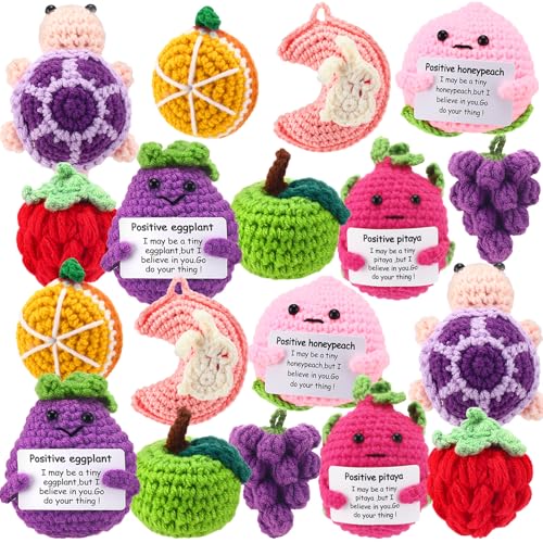 VioraWhite 18 Stück Obsttiere, positive emotionale Puppen, Massenförderung, emotional, gestrickt, gehäkelt, Geschenke mit positiven Worten für Freunde, Kollegen, Dekorationen für Zuhause, Büro VioraWhite 18 Stück Obsttiere, positive emotionale Puppen, Massenförderung, emotional, gestrickt, gehäkelt, Geschenke mit positiven Worten für Freunde, Kollegen, Dekorationen für Zuhause, Büro von VioraWhite