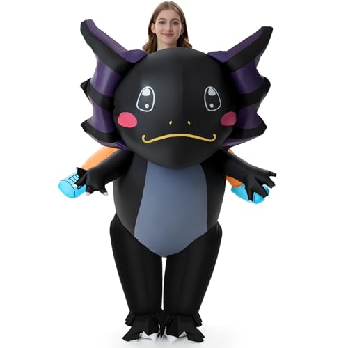VioraWhite Aufblasbares Axolotl-Kostüm für Erwachsene, Unisex, mexikanischer Salamander, lustiges Aufsitz-Kostüm für Halloween, Cosplay, Party-Spiele, Schwarz, 5–6.2 feet VioraWhite Aufblasbares Axolotl-Kostüm für Erwachsene, Unisex, mexikanischer Salamander, lustiges Aufsitz-Kostüm für Halloween, Cosplay, Party-Spiele, Schwarz, 5–6.2 feet von VioraWhite
