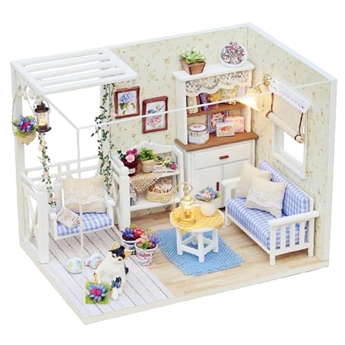 Smart House Miniatur-Modellbausatz für Mädchen mit Möbeln und Lichtern, DIY-Miniatur-Puppenhaus-Set, für Mädchen von Virelia