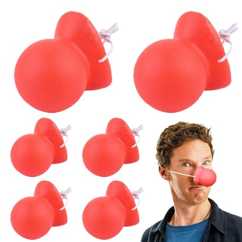 6pcs Red Circus Clown Nose | 6Pcs Clown Nose for Clown Costume,Clown Clown Nose with Elastic Band for Kids Adults,Clown Clown Nose for Cosplay Party Carnival Supplies von Virtcooy