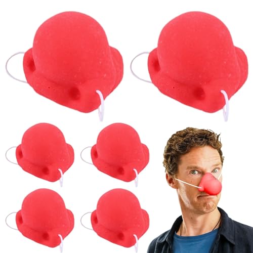 6pcs Red Circus Clown Nose | 6Pcs Clown Nose for Clown Costume,Clown Clown Nose with Elastic Band for Kids Adults,Clown Clown Nose for Cosplay Party Carnival Supplies von Virtcooy