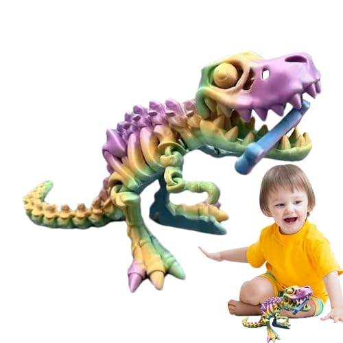 Bewegliches 3D-gedrucktes Dinosaurier-Skelett-Fidget-Spielzeug | Neue 3D-gedruckte Dinosaurier-Zappelspielzeug-Dekoration, 3D-gedruckte Dinosaurier-Spielzeuge,3D-gedruckte Tiere-Dinosaurier-Spielzeug von Virtcooy