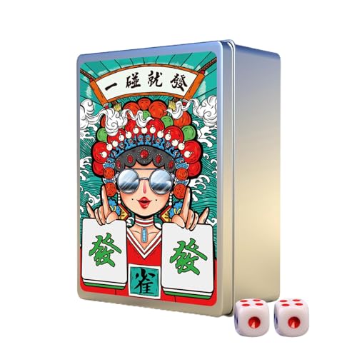 Mahjong Playing Cards | Paper Waterproof Chinese MahJong,Large Print Mahjong Playing Cards,144pcs Mahjong Playing Cards With 2 Pcs Dice,Chinese Mah Jongg For Poker Game,Festival,Picnic,Travel von Virtcooy