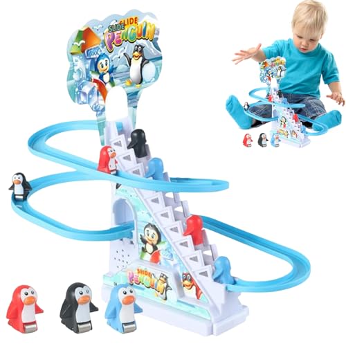 Pinguin-Spielzeug zum Treppensteigen |Achterbahn-Spielset,Tier-Treppenkletterspielzeug,tierisches verspieltes Achterbahn-Spielset,Rutschen-Achterbahn-Spielzeug für Kinder,Weihnachtsgeburtstagsgeschenk von Virtcooy