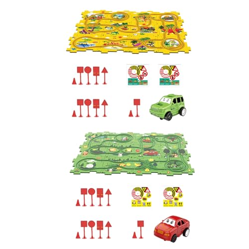 Puzzle-Track-Car-Spielset | 2023 Neues 27-teiliges Kinder-Puzzle-Track-Auto-Spielset, DIY-Montage eines elektrischen Trolleys für Kinder, Geschenke für Jungen und Mädchen ab 3 Jahren von Virtcooy