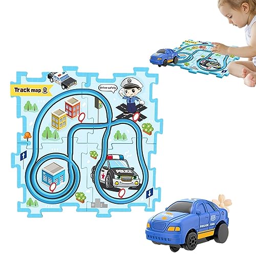 Puzzle-Track-Spielset - Pädagogische interaktive Autostrecke - DIY-Kinderspielzeug für Weihnachten, Geburtstag, Geschenk für Jungen und Mädchen, für Vorschulkinder, Jungen und Mädchen ab 18 Virtcooy von Virtcooy