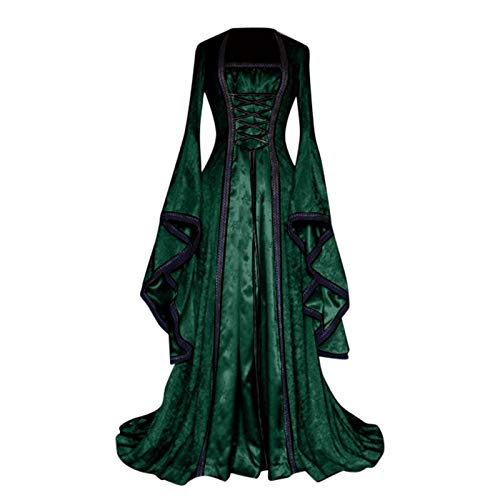 Damen Mittelalter Gothic Kleid, Viktorianisch Langes Kostüm – Halloween Karneval Cosplay. Prinzessin-Design für Erwachsene, passend für Festliche Parties. (03grün) von VisBeaut