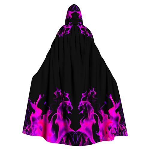 Halloween Umhang mit Kapuze für Erwachsene Herren & Damen, Langes Flamme-Druck Cape mit Kordelzug, Steampunk Gotisch Renaissance Mittelalter Stil (Angebote Heißes Rosa) von VisBeaut