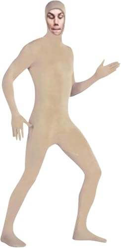 VisBeaut Damen Herren Anzug Halloween Ganzkörper Slenderman Kostüm Jugend Bodysuit Mann Catsuit Herren (Beige) von VisBeaut