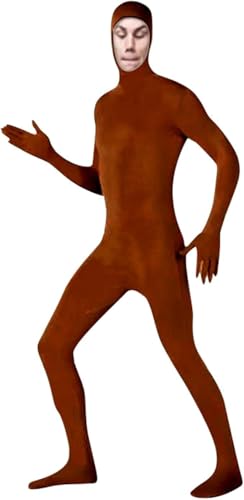 VisBeaut Damen Herren Anzug Halloween Ganzkörper Slenderman Kostüm Jugend Bodysuit Mann Catsuit Herren (Coffee) von VisBeaut