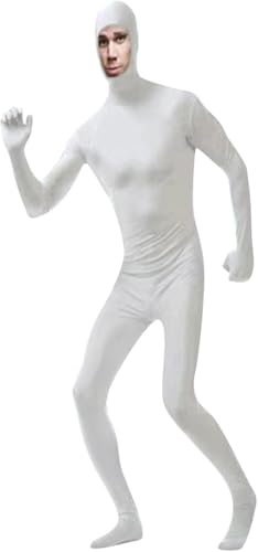 VisBeaut Damen Herren Anzug Halloween Ganzkörper Slenderman Kostüm Jugend Bodysuit Mann Catsuit Herren (Weiß) von VisBeaut