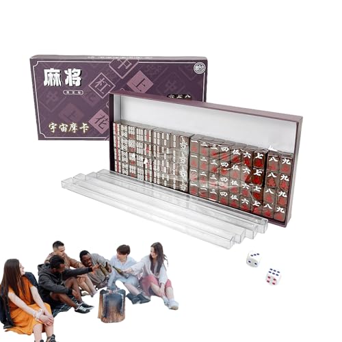 Visiblurry Tragbares Mahjong-Tischset, Reise-Mahjong-Spielset,Mahjong-Brettspielset für Erwachsene und Familie | Traditionelles chinesisches Mahjong-Spiel für draußen, im Schlafsaal, auf Reisen von Visiblurry