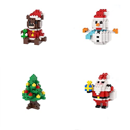 Visioelo Weihnachtsmann Schneemann Elch Mini Bausteine, Weihnachten Bauklötze Spielzeug Set, Interessante DIY Familie Kinderspielzeug, Kompatibel mit Lego (A) von Visioelo