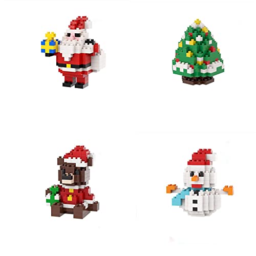Visioelo Weihnachtsmann Schneemann Elch Mini Bausteine, Weihnachten Bauklötze Spielzeug Set, Interessante DIY Familie Kinderspielzeug, Kompatibel mit Lego (F) von Visioelo