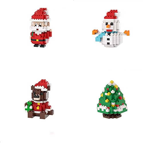 Visioelo Weihnachtsmann Schneemann Elch Mini Bausteine, Weihnachten Bauklötze Spielzeug Set, Interessante DIY Familie Kinderspielzeug, Kompatibel mit Lego (G) von Visioelo