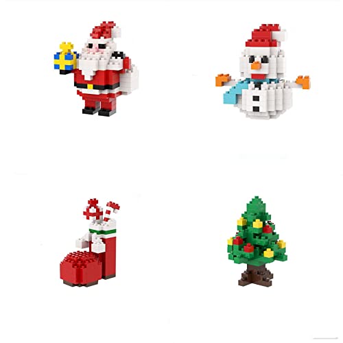 Visioelo Weihnachtsmann Schneemann Elch Mini Bausteine, Weihnachten Bauklötze Spielzeug Set, Interessante DIY Familie Kinderspielzeug, Kompatibel mit Lego (H) von Visioelo