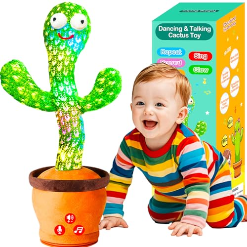 Vitosup Tanzender Sprechender Kaktus Baby Spielzeug, Lautstärke einstellbar, Nachahmend Singend Wiederholend, Interaktives Plüsch-Babyspielzeug/Geschenk für Jungen Mädchen (Kaktus ohne Akku) von Vitosup