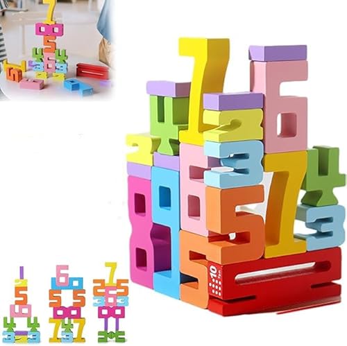 Montessori-Inspired Wooden Number Blocks,Unlock Your Child’S Potential, Wooden Number Blocks,Wooden Number Building Blocks for 3+ Years Old Kids 1-10 Number Game Balance Competition Toy (1 pcs) von Vitrywei