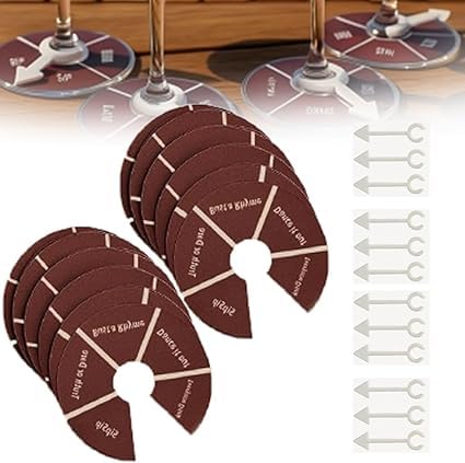 Vitrywei Wine Not Spin-Fun Drinking Games for Adults,Wine Glass Spinner Party Game,Roulette Drinking Game, for Bachelorette Party Guys Girls Night Drinking Wine Tasting Parties (12 pcs) von Vitrywei
