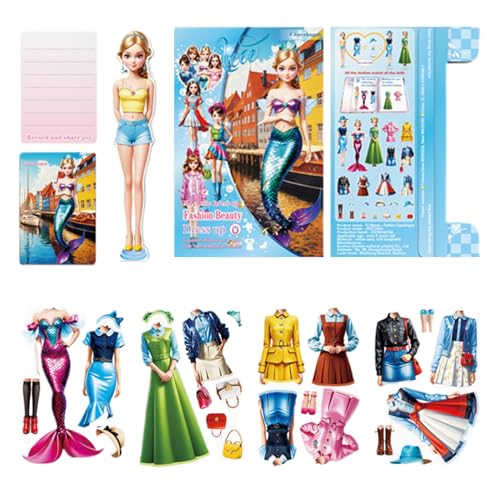 Anzieh-Magnetpuppen-Set – Magnetisches Kleidungs- und Zubehörset für Personen, wiederverwendbares Stickerbuch, lustiges Kleinkindspielzeug, kreatives Spielen | Tragbares Reise-Aktivitätsset für Feiert von Vitsrisea