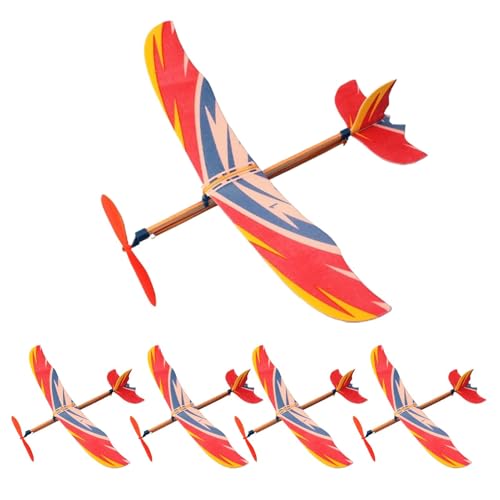 Gummiband angetriebenes Segelflugzeug - Gummiband-angetriebenes Flugzeug - 5PCS Flugzeugmodelle | Modellflugzeug-Spielzeug für Handwurfspaß, Wurfgleiter-Flugzeugspielzeug, Flugzeugmodell-Set von Vitsrisea