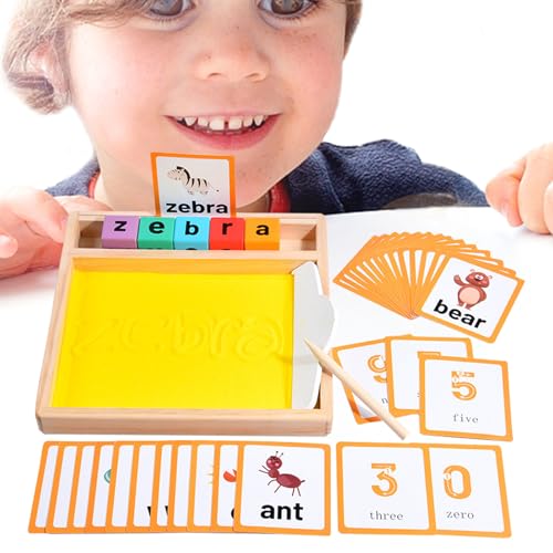 Holzsandschale - Handschrift Übung Tracing Board, Frühes Learning Mark Making Tably | Alphabet Schreiben Von Holzkasten, Sensorische Vorabfähigkeiten Für Kinder Über 2 Jahre Alte Mädchen Holzsandschale - Handschrift Übung Tracing Board, Frühes Learning Mark Making Tably | Alphabet Schreiben Von Holzkasten, Sensorische Vorabfähigkeiten Für Kinder Über 2 Jahre Alte Mädchen von Vitsrisea